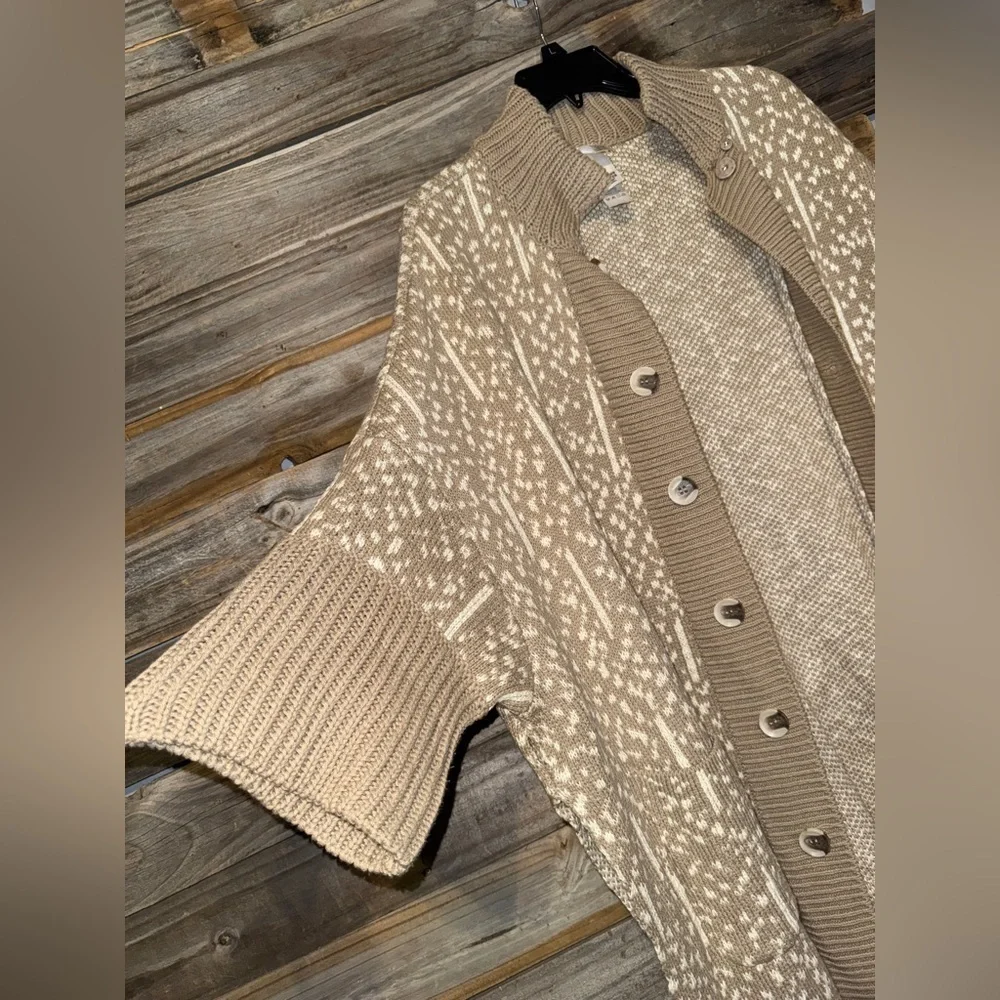 Marla Wynne Oversized Cardigan Sweater Tan Lagenlook Poncho Women's Size XS
